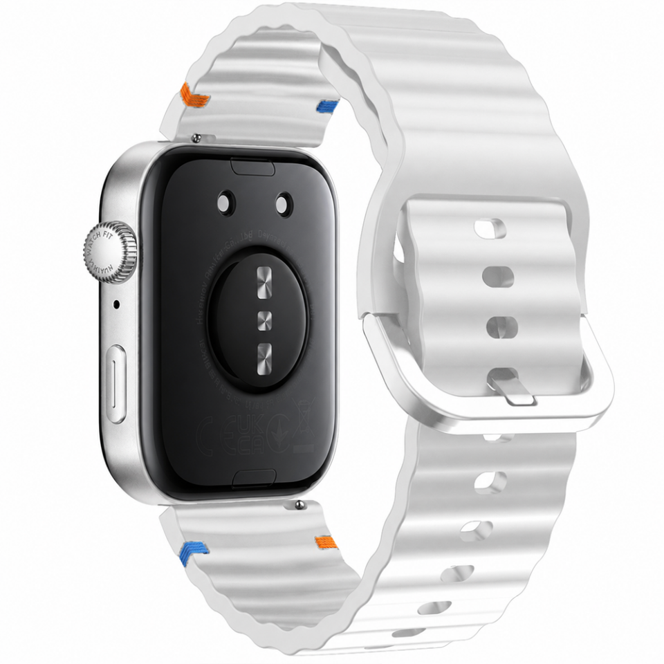 Huawei Watch Fit 5 Pro İle Uyumlu Dalga Desenli Tokalı Yumuşak Soft Silikon Kordon