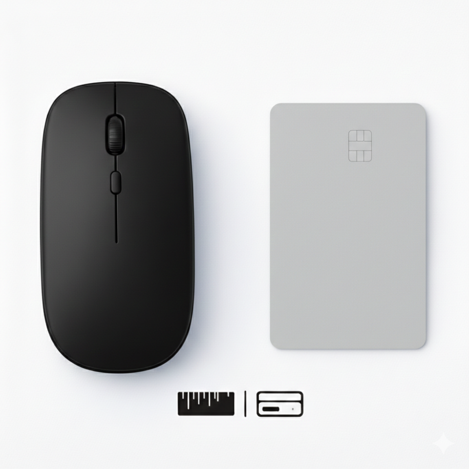 Minimal Tasarımlı Kablosuz Mouse Bluetooth Bağlantı Şarjlı USB Dongle Destekli Hafif ve Şık Siyah