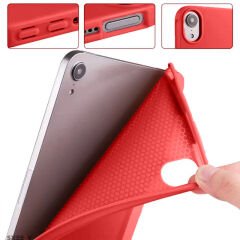 Apple iPad Mini 4.5.Nesil 7.9 İnç Uyumlu Soft Safe Arkası Silikon Smart Tablet kılıfı Kırmızı - Kırmızı