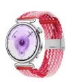 Sneezy Huawei Watch GT6 41mm İle Uyumlu Metal Klips Solo Fiberlink Kumaş Örgü Kordon Kırmızı Beyaz