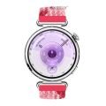 Sneezy Huawei Watch GT6 41mm İle Uyumlu Metal Klips Solo Fiberlink Kumaş Örgü Kordon Kırmızı Beyaz