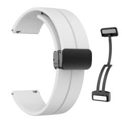 Samsung Galaxy Watch Active Active 2 44mm-40mm Uyumlu 20mm Coastal Manyetik Tokalı Silikon Kordon Beyaz - Beyaz