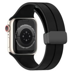Apple Watch 38mm 40mm 41mm Seri 1 2 3 4 5 6 7 8 Se Uyumlu Coastal Manyetik Tokalı Silikon Kordon Siyah