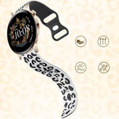 Samsung Galaxy Watch 4 5 Serisi ile Uyumlu Leopar Desenli Silikon Kordon Kayış Beyaz