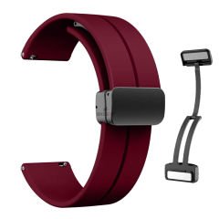 Samsung Galaxy Watch Active Active 2 44mm-40mm Uyumlu 20mm Coastal Manyetik Tokalı Silikon Kordon Mürdüm - Mürdüm