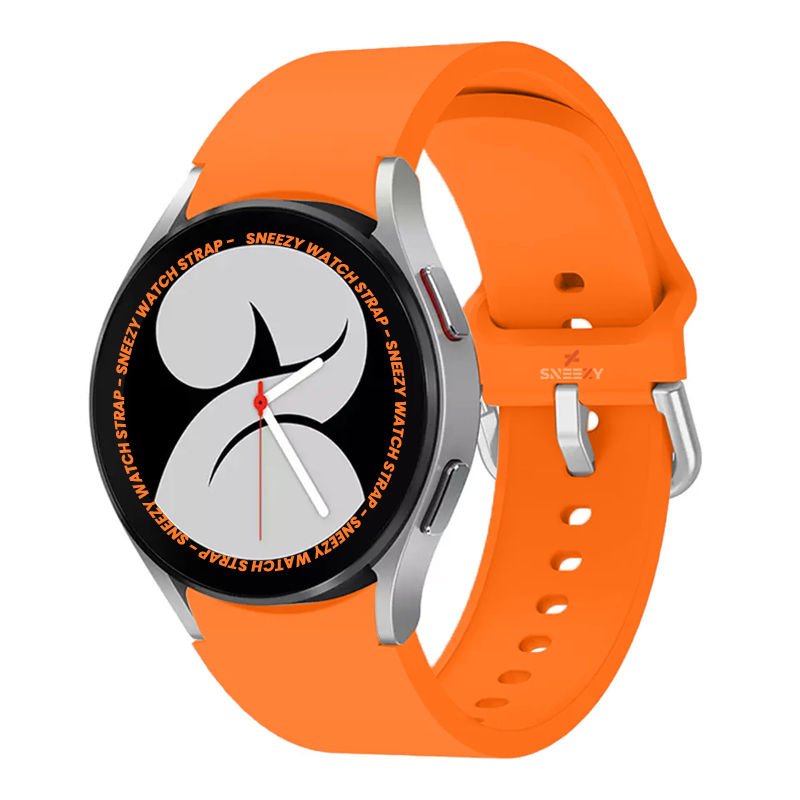 Samsung Galaxy Watch 4 5 Pro 40 42 44 45 46mm Uyumlu Orjinal Tasarım Kavisli PureLux Silikon Kordon Turuncu