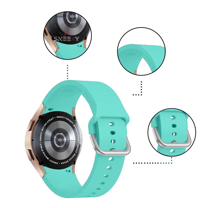 Samsung Galaxy Watch 4 5 Pro 40 42 44 45 46mm Uyumlu Orjinal Tasarım Kavisli PureLux Silikon Kordon Turkuaz
