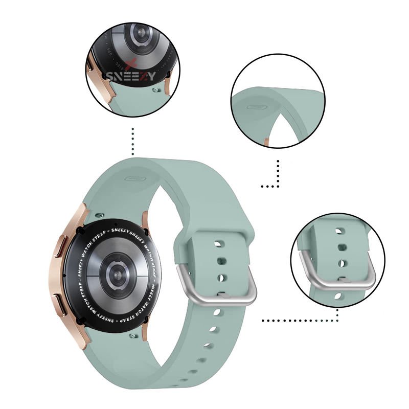 Samsung Galaxy Watch 4 5 Pro 40 42 44 45 46mm Uyumlu Orjinal Tasarım Kavisli PureLux Silikon Kordon Su yeşili