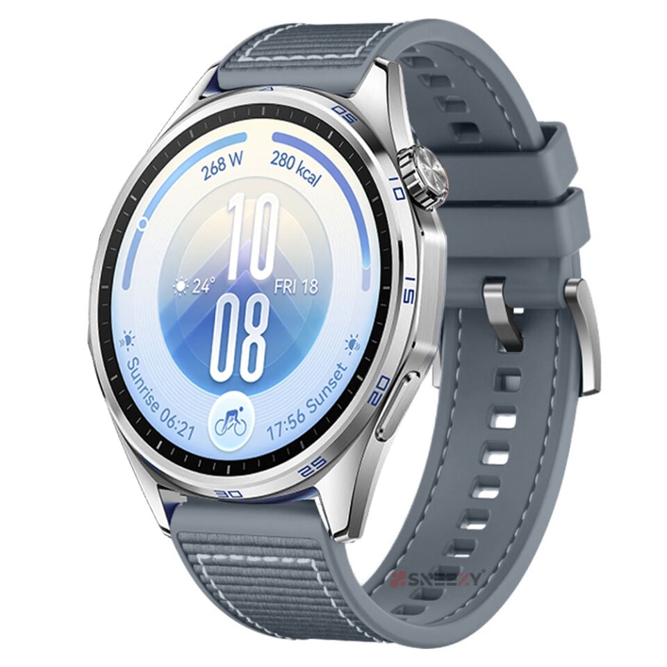 Sneezy Huawei Watch GT7 46mm İle Uyumlu Metal Tokalı Dikiş Desenli Dokuma Silikon Kordon