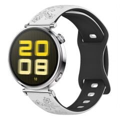 Huawei Watch GT5 41mm Uyumlu FloraFlex Çiçek Desenli Yumuşak Soft Silikon Kordon Beyaz