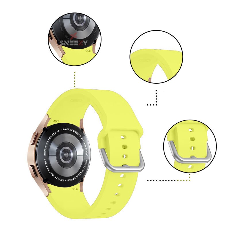Samsung Galaxy Watch 4 5 Pro 40 42 44 45 46mm Uyumlu Orjinal Tasarım Kavisli PureLux Silikon Kordon Sarı