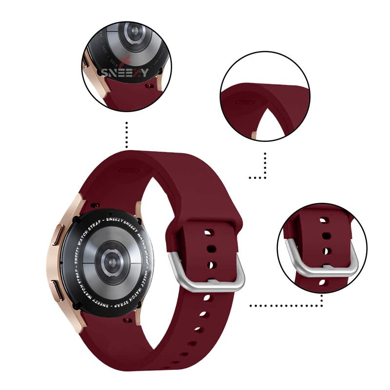 Samsung Galaxy Watch 4 5 Pro 40 42 44 45 46mm Uyumlu Orjinal Tasarım Kavisli PureLux Silikon Kordon Mürdüm