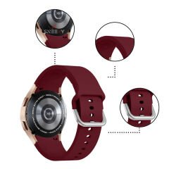 Samsung Galaxy Watch 4 5 Pro 40 42 44 45 46mm Uyumlu Orjinal Tasarım Kavisli PureLux Silikon Kordon Mürdüm