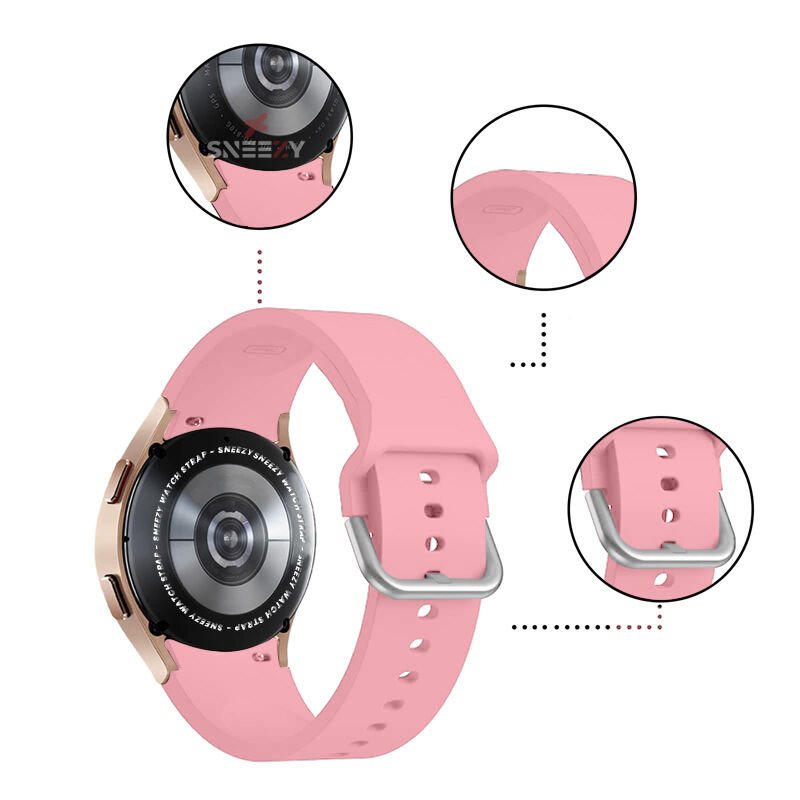 Samsung Galaxy Watch 4 5 Pro 40 42 44 45 46mm Uyumlu Orjinal Tasarım Kavisli PureLux Silikon Kordon Pembe