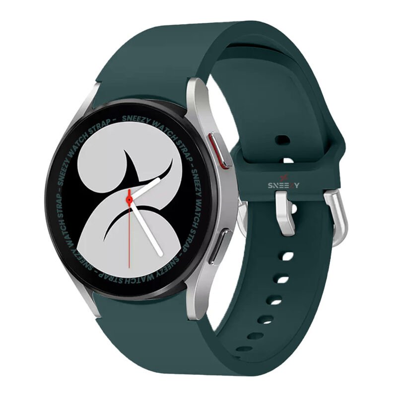 Samsung Galaxy Watch 4 5 Pro 40 42 44 45 46mm Uyumlu Orjinal Tasarım Kavisli PureLux Silikon Kordon Koyu Yeşil