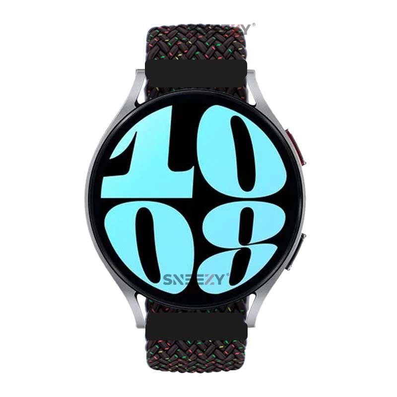 Sneezy Huawei Watch GT3 42mm Uyumlu 20mm Metal Klips Solo Fiberlink Örgü Kordon Siyah Gökkuşağı