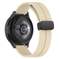 Samsung Galaxy Watch 4 40-42-44-46mm Uyumlu 20mm Coastal Manyetik Tokalı Silikon Kordon Krem - Krem