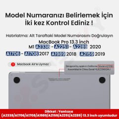 MacBook Pro 13.3 İnç Kılıf M1 / A2338-A2251-A2289, için Dayanıklı Koruyucu Mat Plastik Sert Kılıf Siyah - Siyah