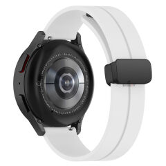 Samsung Galaxy Watch 4 40-42-44-46mm Uyumlu 20mm Coastal Manyetik Tokalı Silikon Kordon Beyaz - Beyaz