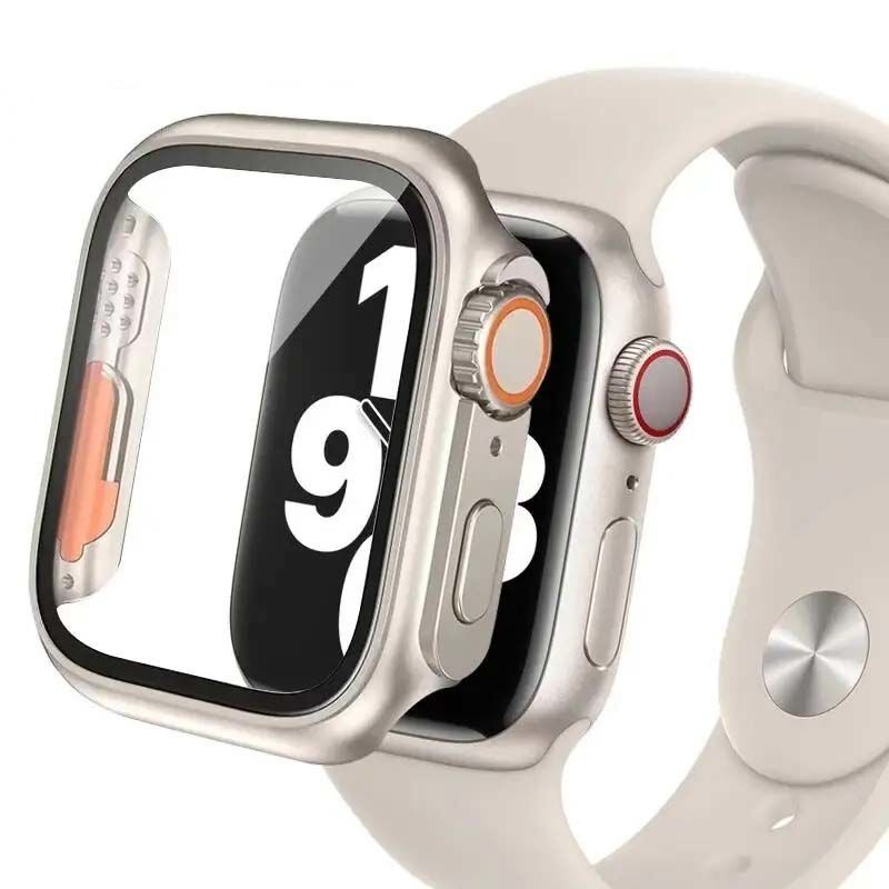 Sneezy Apple Watch 44mm Uyumlu Ultra 49mm Görünüme Dönüştürücü Kasa Ve Ekran Koruyucu Starlight