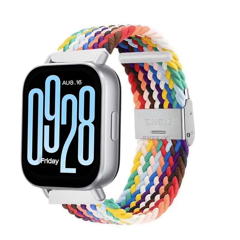 Redmi Watch 5 Active Redmi 5 Lite Uyumlu Kordon Metal Klips Solo Fiberlink Örgü Kordon Gökkuşağı