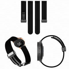 Samsung Galaxy Watch 4 40-42-44-46mm Uyumlu 20mm Coastal Manyetik Tokalı Silikon Kordon Siyah - Siyah