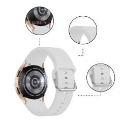 Samsung Galaxy Watch 4 5 Pro 40 42 44 45 46mm Uyumlu Orjinal Tasarım Kavisli PureLux Silikon Kordon Beyaz