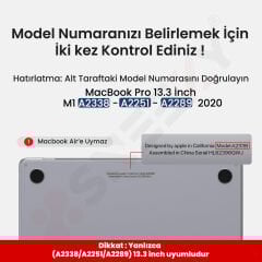 MacBook Pro 13.3 İnç Kılıf M1 / A2338-A2251-A2289, için Dayanıklı Koruyucu Mat Plastik Sert Kılıf Siyah-Set5