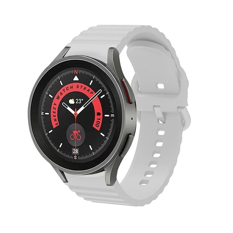 Samsung Galaxy Watch 4 5 Pro 40 42 44 45 46mm Orjinal Tasarım Kavisli Uyumlu AeroFlex Silikon Kordon Beyaz