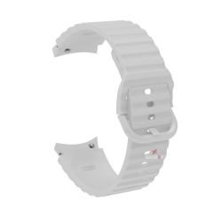 Samsung Galaxy Watch 4 5 Pro 40 42 44 45 46mm Orjinal Tasarım Kavisli Uyumlu AeroFlex Silikon Kordon Beyaz
