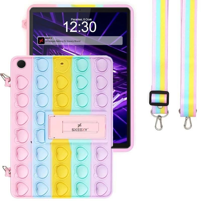 Lenovo Tab M10 HD (2.Nesil) X306F  Tam Uyumlu Glow Desenli Standlı Askılı Popit Tablet Kılıfı