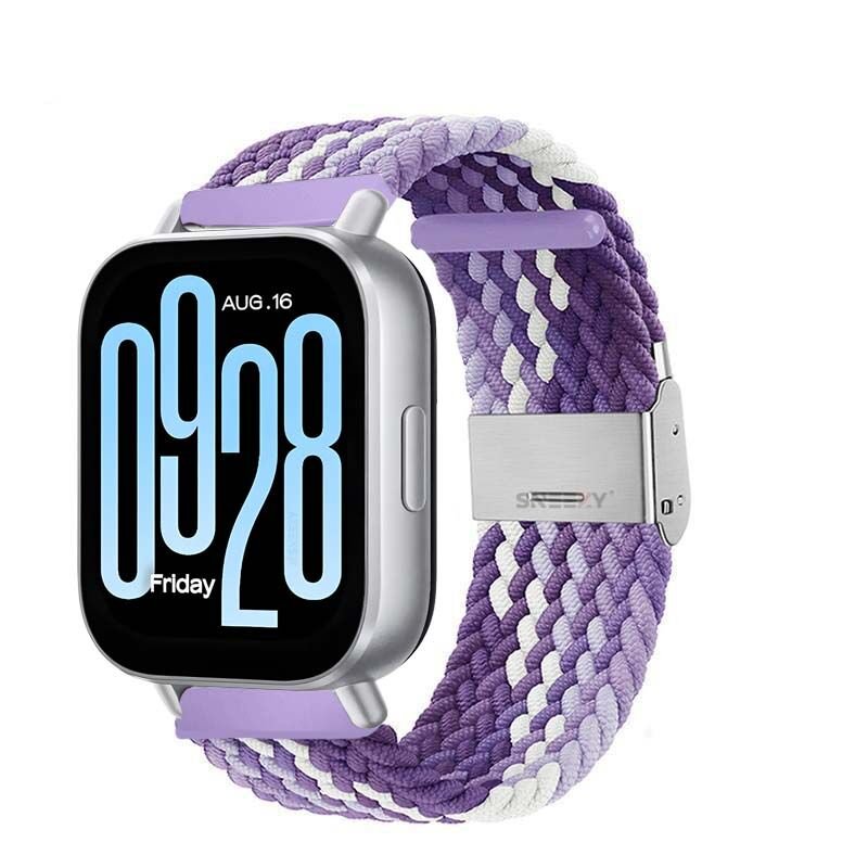 Redmi Watch 5 Active Redmi 5 Lite Uyumlu Kordon Metal Klips Solo Fiberlink Örgü Kordon Lila Beyaz