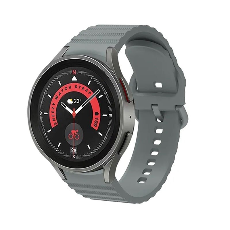 Samsung Galaxy Watch 4 5 Pro 40 42 44 45 46mm Orjinal Tasarım Kavisli Uyumlu AeroFlex Silikon Kordon Gri