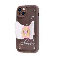 Apple iPhone 14 Kılıf Kamera Korumalı Figür Tasarımlı Glam Kapak Açık Pembe - Açık Pembe