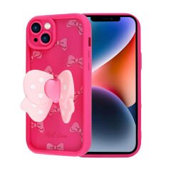 Apple iPhone 14 Kılıf Kamera Korumalı Figür Tasarımlı Glam Kapak Açık Pembe - Açık Pembe