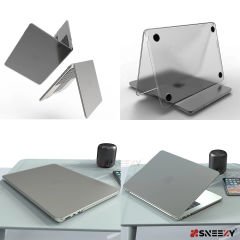 MacBook Air 13.6 İnç Kılıf M3-M2 / A3113-A2681, için Dayanıklı Koruyucu Mat Plastik Sert Kılıf Siyah-Set1