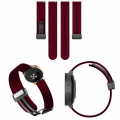 Samsung Galaxy Watch 5 40-44mm Uyumlu 20mm Coastal Manyetik Tokalı Silikon Kordon Mürdüm - Mürdüm