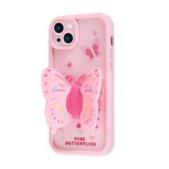 Apple iPhone 14 Kılıf Kamera Korumalı Figür Tasarımlı Glam Kapak Açık Pembe - Açık Pembe