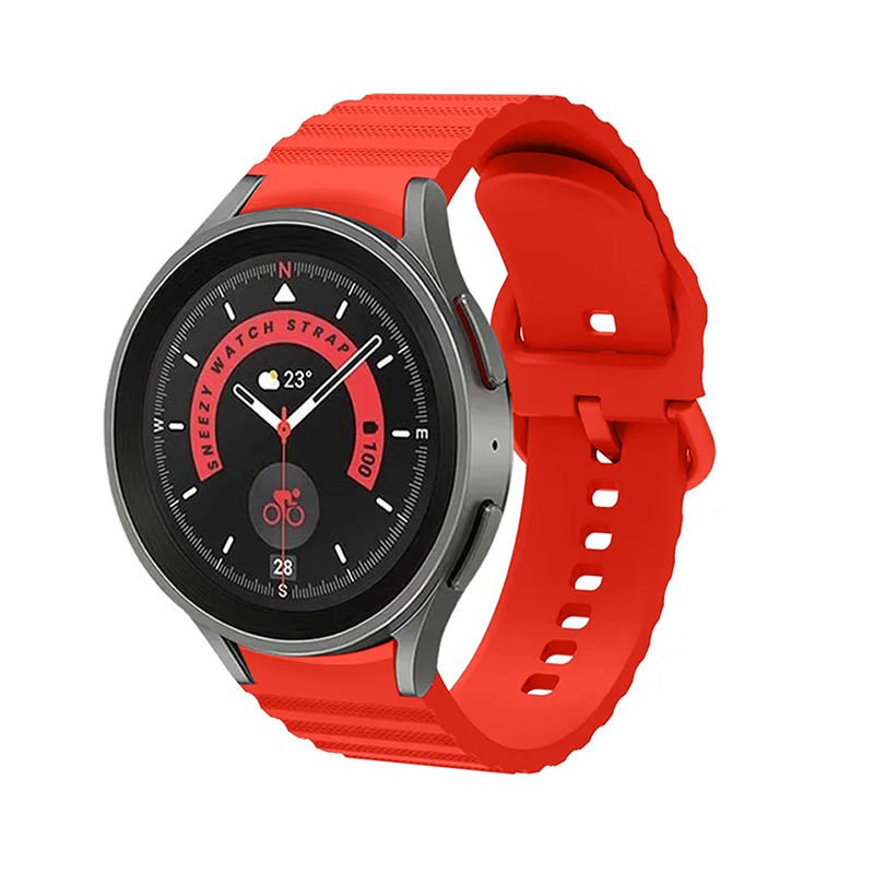 Samsung Galaxy Watch 4 5 Pro 40 42 44 45 46mm Orjinal Tasarım Kavisli Uyumlu AeroFlex Silikon Kordon Kırmızı