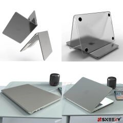 MacBook Air 13.6 İnç Kılıf M3-M2 / A3113-A2681, için Dayanıklı Koruyucu Mat Plastik Sert Kılıf Siyah-Set3