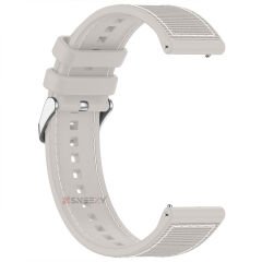 Sneezy Huawei Watch GT4 41mm İle Uyumlu Dikiş Desenli Metal Tokalı Dokuma Silikon Kordon Starlight