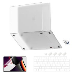 MacBook Air 13.6 İnç Kılıf M3-M2 / A3113-A2681, için Dayanıklı Koruyucu Mat Plastik Sert Kılıf Şeffaf-Set5