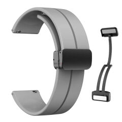 Samsung Galaxy Watch 6 – Classic 40-43-44-47mm Uyumlu 20mm Coastal Manyetik Tokalı Silikon Kordon Gri - Gri