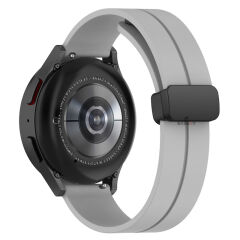 Samsung Galaxy Watch 6 – Classic 40-43-44-47mm Uyumlu 20mm Coastal Manyetik Tokalı Silikon Kordon Gri - Gri