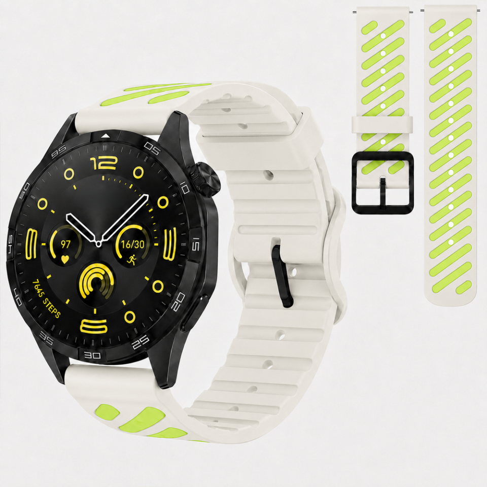 Huawei Watch GT 4 46 mm Uyumlu Çift Renkli Delikli Silikon Spor Kordon