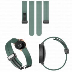 Samsung Galaxy Watch 6 – Classic 40-43-44-47mm Uyumlu 20mm Coastal Manyetik Tokalı Silikon Kordon Haki - Haki