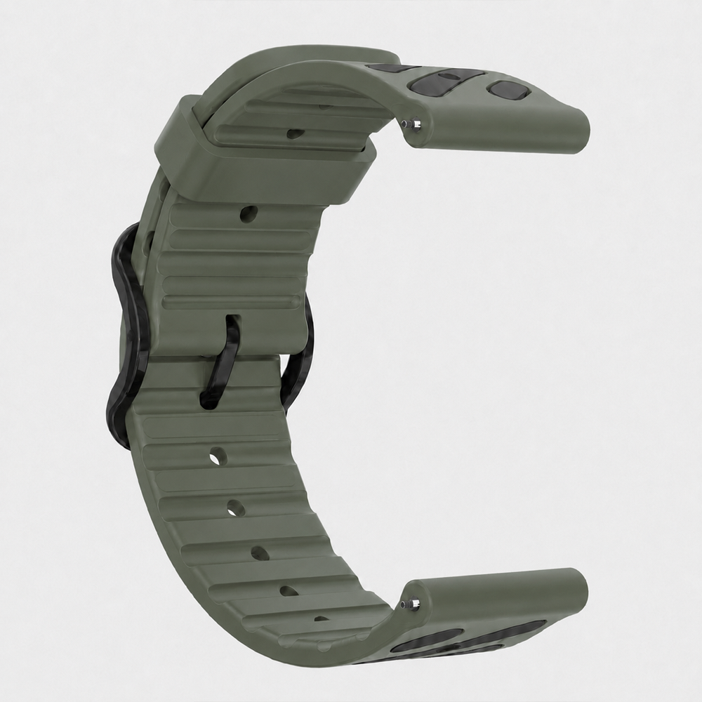 Huawei Watch GT 4 46 mm Uyumlu Çift Renkli Delikli Silikon Spor Kordon Haki