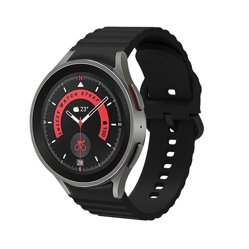 Samsung Galaxy Watch 4 5 Pro 40 42 44 45 46mm Orjinal Tasarım Kavisli Uyumlu AeroFlex Silikon Kordon Siyah