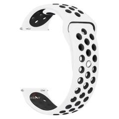 Huawei Watch Ultimate – Watch Buds 22mm Uyumlu FlexAir Supreme Silikon Kordon Beyaz - Siyah