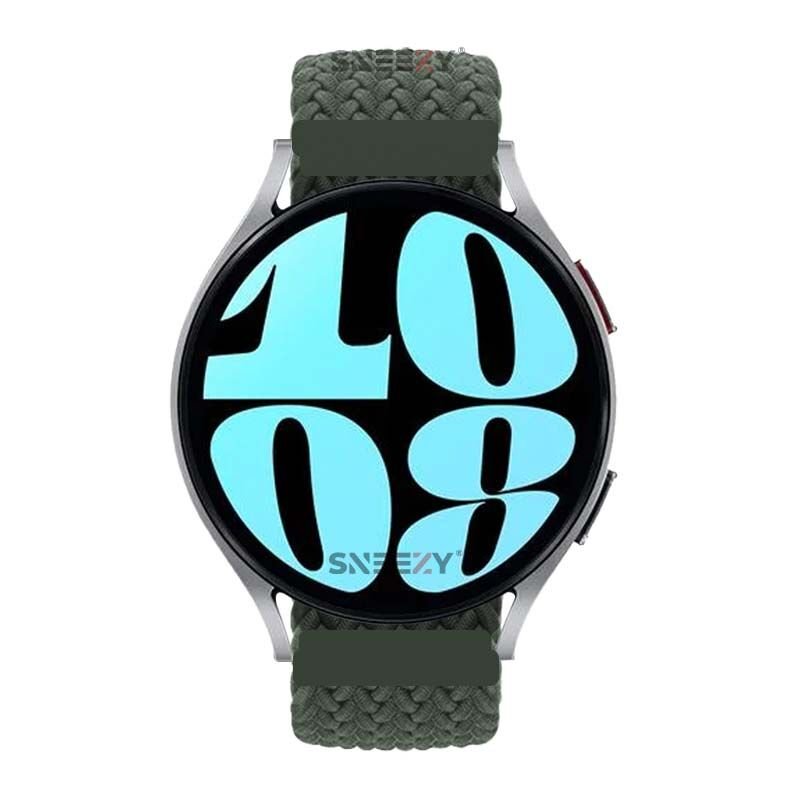 Sneezy Huawei Watch GT 3 Pro 43mm İle Uyumlu 20mm Metal Klips Solo Fiberlink Örgü Kordon Haki - Haki